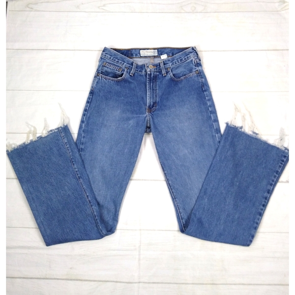 Abercrombie & Fitch Denim - 1990's A&F High Rise Frayed Hem Flare Jeans 28